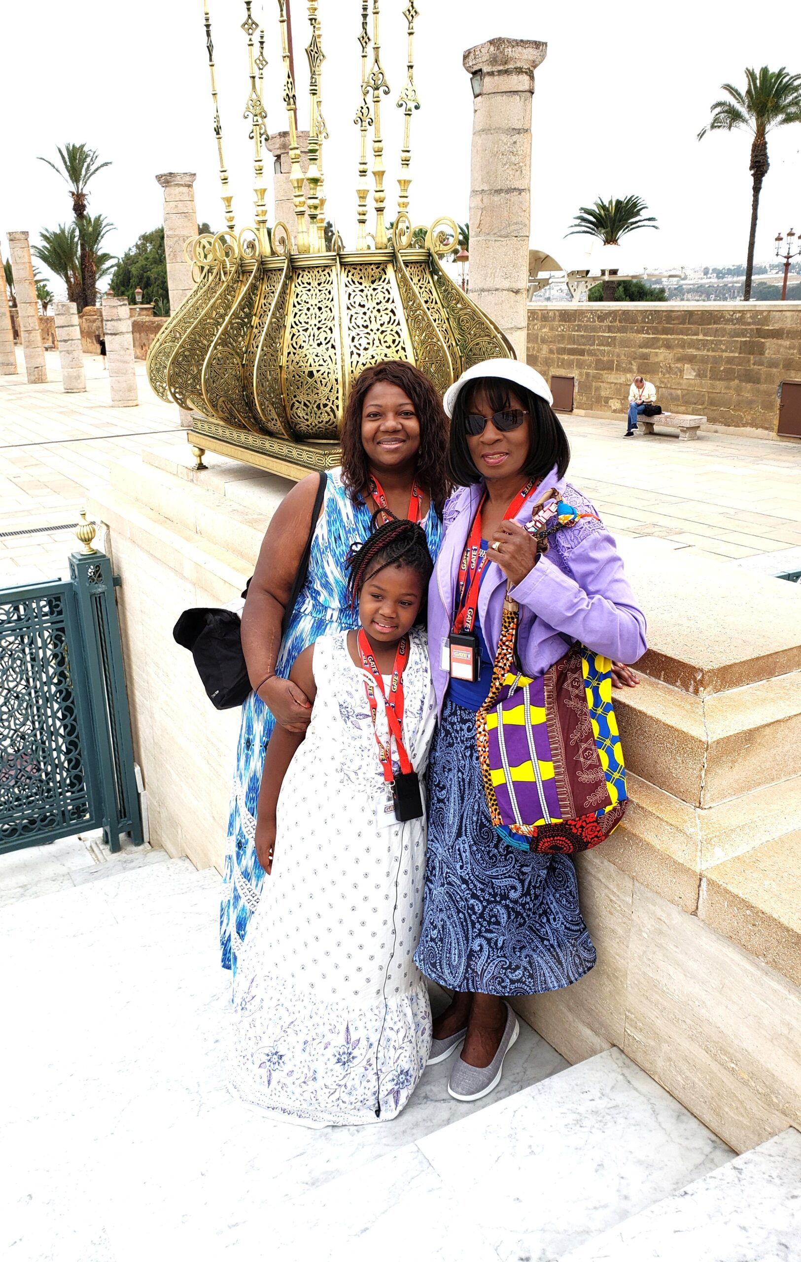 Family posing for picture in Morocco