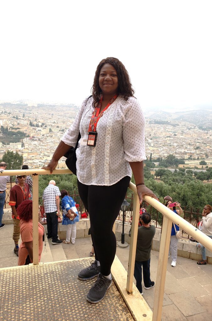 Wearing black leggings and oversized top