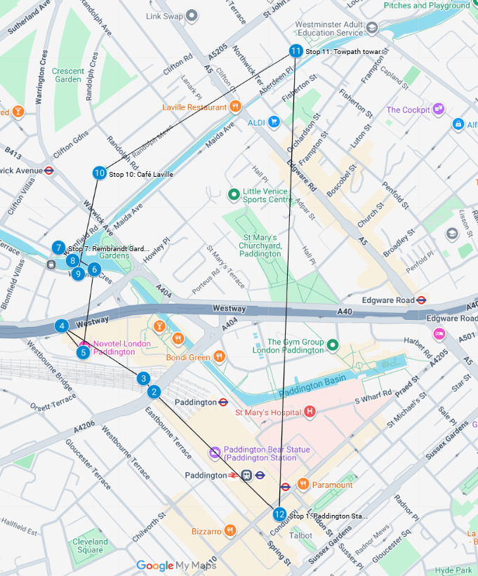 Map of Little Venice, London walking tour route