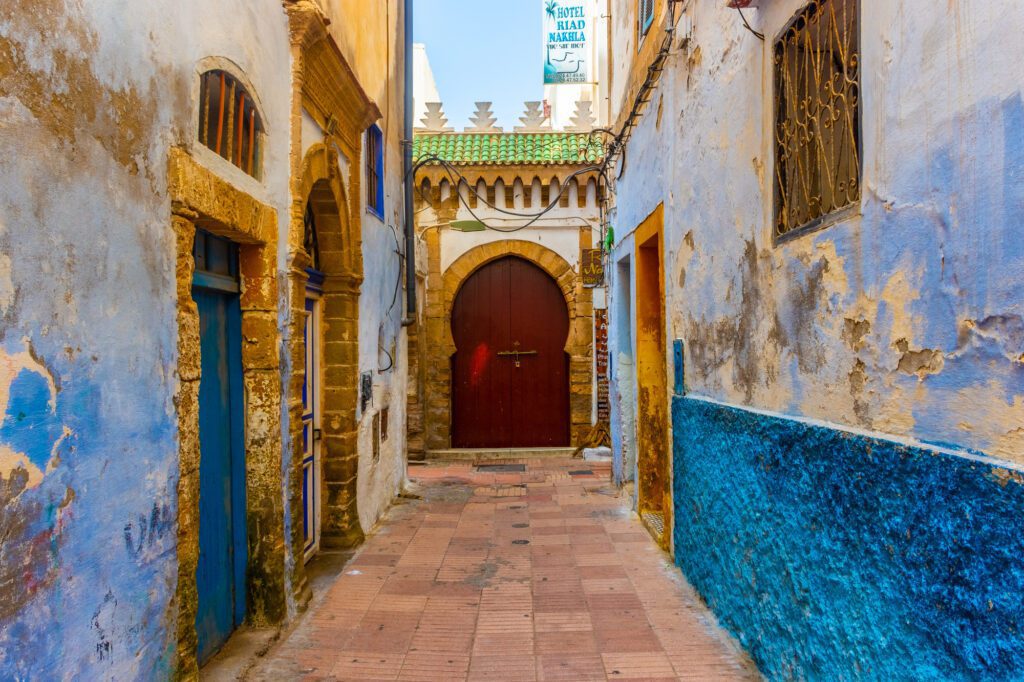 Old street in the medina of Essaouira, Morocco